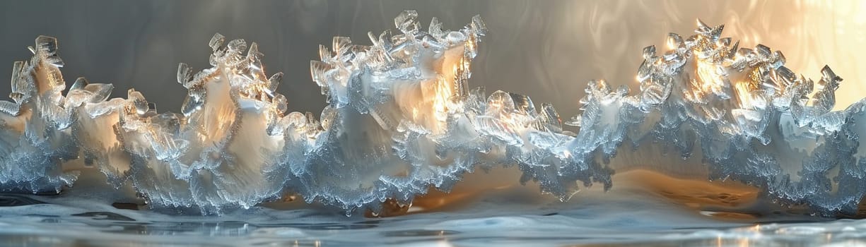 Close-up of intricate ice patterns on a window, illustrating winter's artistry.