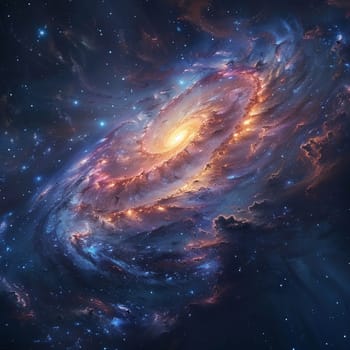 Spiraling galaxy in deep space, ideal for cosmic and inspirational themes.