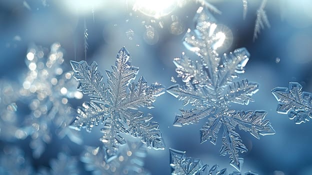 Close-up of intricate ice patterns on a window, illustrating winter's artistry.