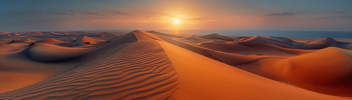 Patterns in the sand dunes under a setting sun, representing natural artistry.