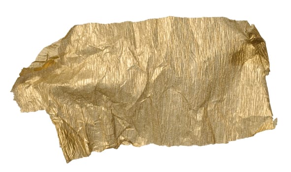 Crumpled piece of brown paper on isolated background, close up