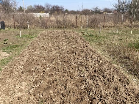 Soil processed by a the plow in spring