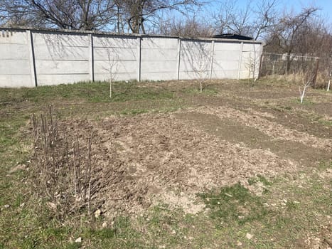 Soil processed by a the plow in spring