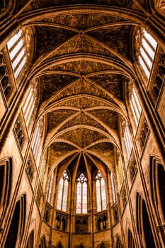 Bordeaux Cathedral inside, Roman Catholic Saint Andrew church. Famous Bordeaux tourist sigthseen building.