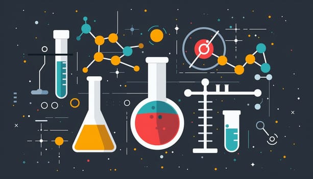 Professional and sophisticated graphics depicting scientific discoveries and achievements in the field of science and medicine
