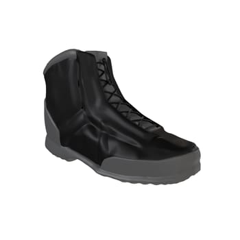 Black Military Boot isolated on white background. High quality 3d illustration