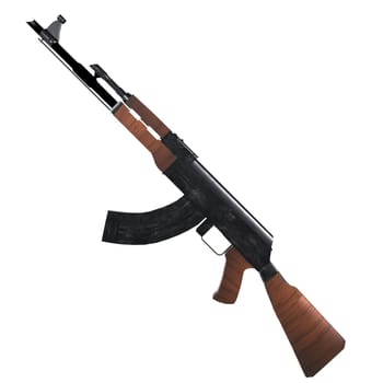 Ak47 Automatic Rifle isolated on white background. High quality 3d illustration
