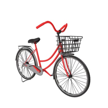Red Bicycle isolated on white background. High quality 3d illustration
