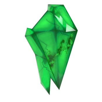 Green Crystal isolated on white background. High quality 3d illustration