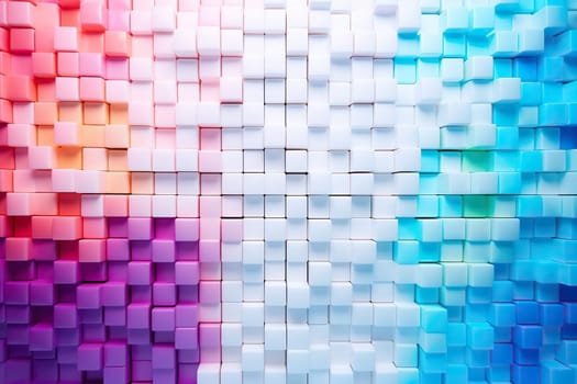 Abstract horizontal background with colored cubes.