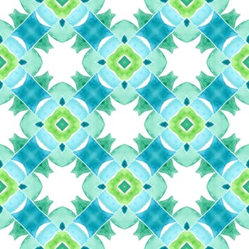 Textile ready alluring print, swimwear fabric, wallpaper, wrapping. Green valuable boho chic summer design. Green geometric chevron watercolor border. Chevron watercolor pattern.