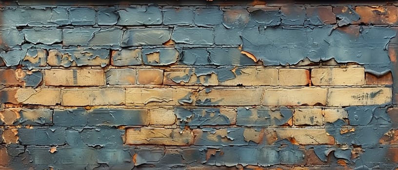 Old brick wall with peeling paint, great for vintage and rustic background themes.