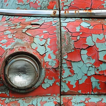 Cracked paint on an old car, suitable for vintage and decay design projects.
