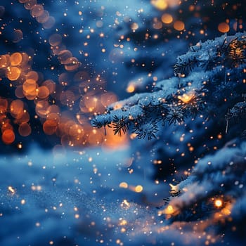 Snowflakes gently falling against the backdrop of a night sky, illustrating the silence of winter.