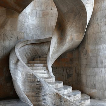 The architectural detail of a spiral staircase, symbolizing ascension and design.