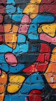 Close-up of colorful graffiti tags, capturing urban expression and street art themes.