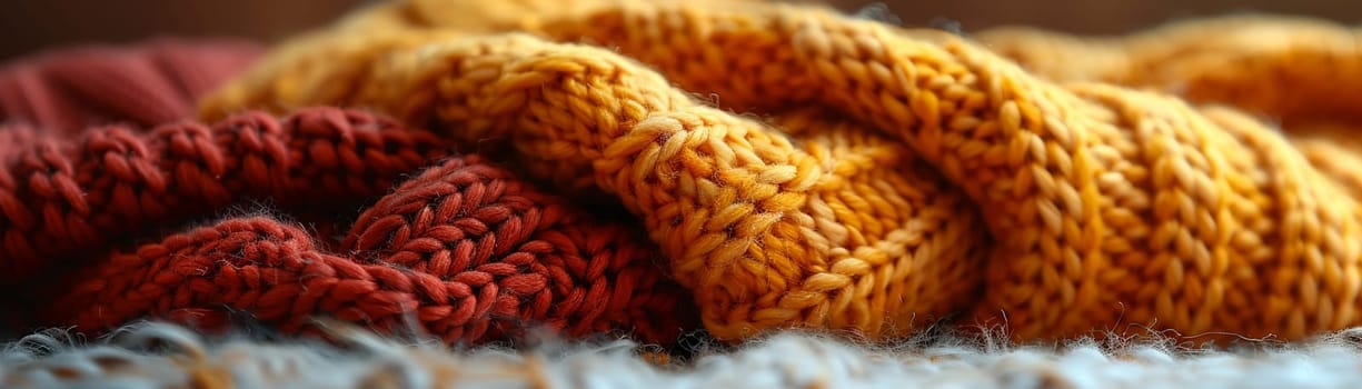 Knitted wool texture in close-up, evoking warmth and cozy themes.