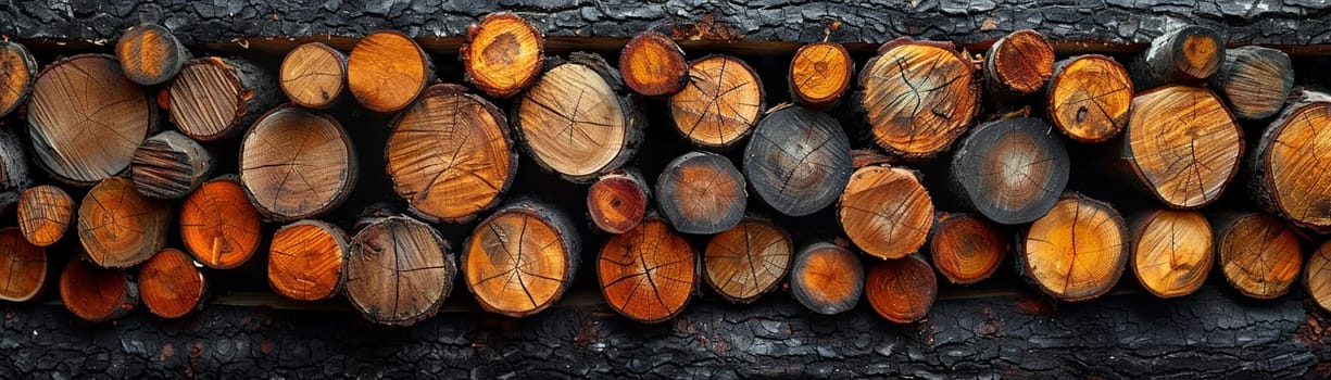 Freshly cut wood logs stacked, great for natural and rustic design themes.