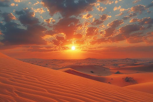 Patterns in the sand dunes under a setting sun, representing natural artistry.