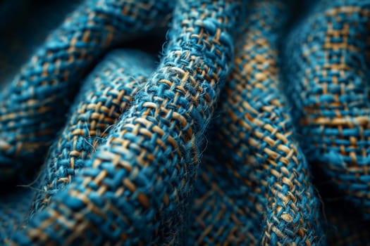 Close-up of woven fabric texture, suitable for fashion and textile backgrounds.