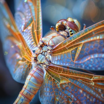 Close-up of a dragonfly's wings, showcasing the elegance and precision of nature's design.