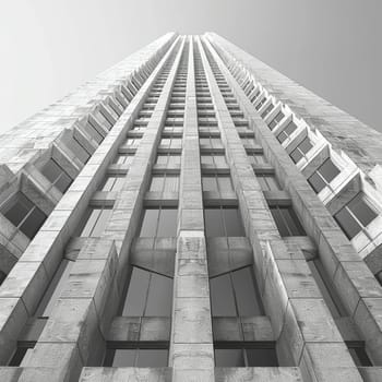 The geometric patterns of a modern skyscraper's facade, symbolizing urban progress and design.