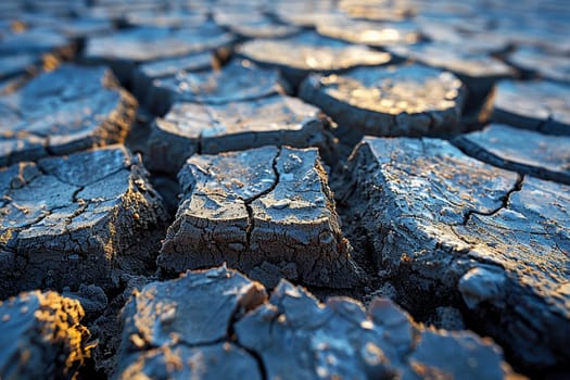 Cracked dry earth texture in desert, representing drought and environmental themes.