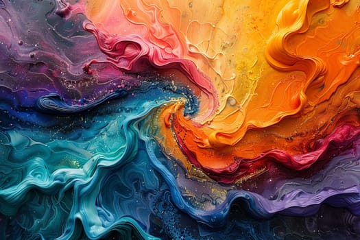 Abstract acrylic paint swirls in vivid colors, suitable for creative and artistic backgrounds.