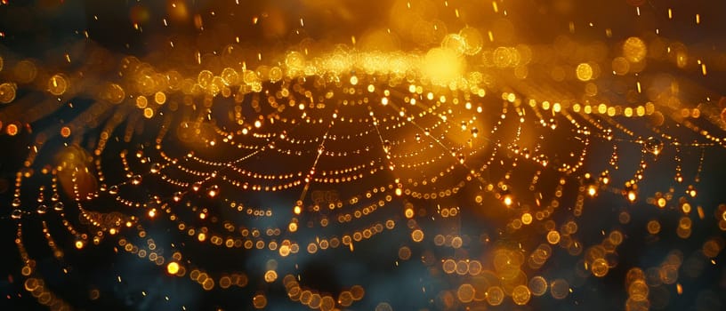 Glistening raindrops on a spider web, capturing the intricacy and beauty of nature.