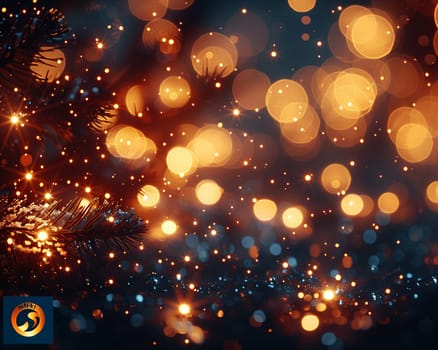 Sparkling bokeh lights on dark background, ideal for festive and holiday designs.