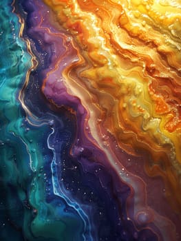 Abstract patterns of oil on water, showcasing the interaction of colors and fluids.