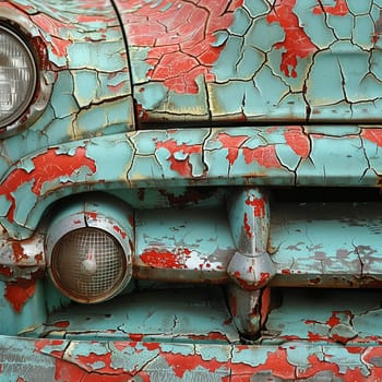 Cracked paint on an old car, suitable for vintage and decay design projects.
