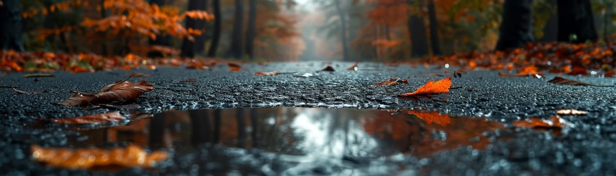 Wet asphalt after rain with reflections, suitable for moody and atmospheric backgrounds.