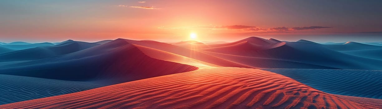 Patterns in the sand dunes under a setting sun, representing natural artistry.