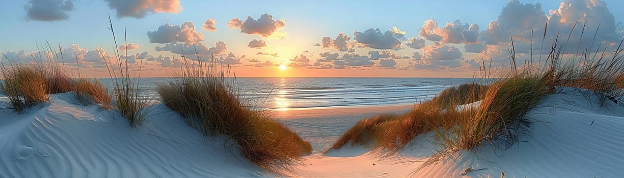 Soft sand dunes at sunrise, providing a serene and natural backdrop.