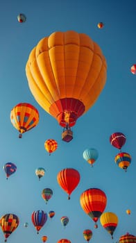 Balloons flying high in a clear blue sky, ideal for freedom and celebration themes.