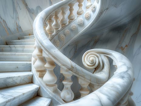 The architectural detail of a spiral staircase, symbolizing ascension and design.