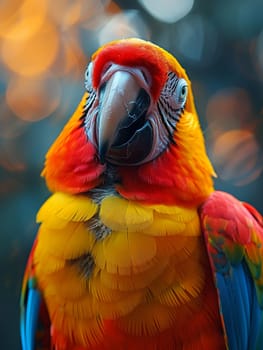 Close-up of a colorful parrot's feathers, great for vibrant and exotic projects.