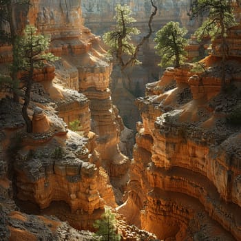 Layered rock formations in a canyon, capturing geological beauty and natural history.
