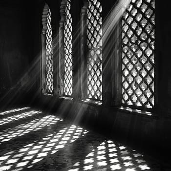Patterned shadows cast by a window, suitable for abstract and artistic backgrounds.