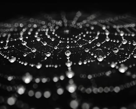 Glistening raindrops on a spider web, capturing the intricacy and beauty of nature.