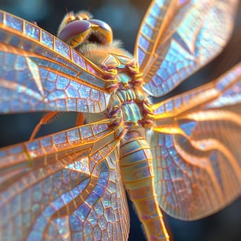 Close-up of a dragonfly's wings, showcasing the elegance and precision of nature's design.