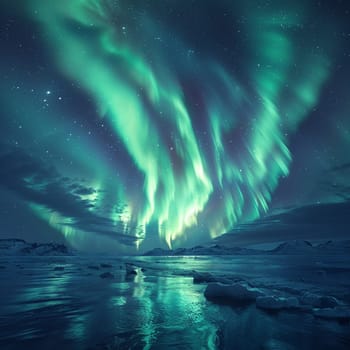 Aurora borealis illuminating the night sky, ideal for mystical and natural phenomena themes.