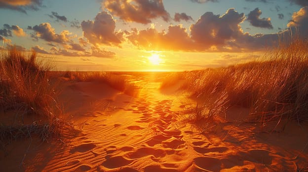 Patterns in the sand dunes under a setting sun, representing natural artistry.