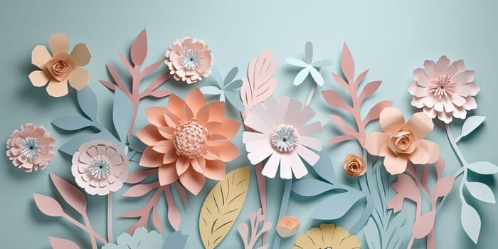 Illustration On Paper Showcases Quilling Flowers In Pastel Colors