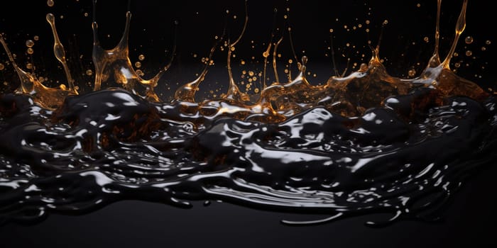 surface of Crude oil with drops and splashes close up view, generative AI
