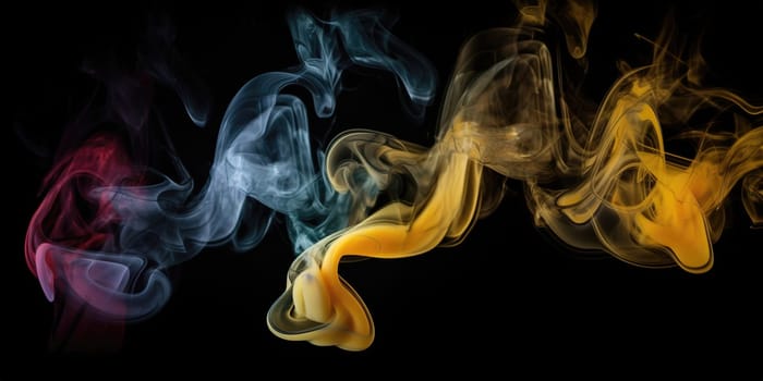 colorful textured smoke on a black background, concept of abstract , generative AI