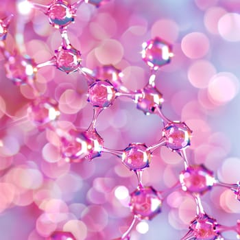 Abstract pink molecular structure for cosmetics product
