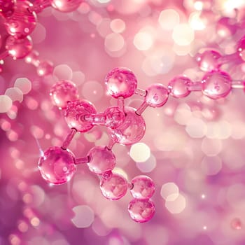 Abstract pink molecular structure for cosmetics product