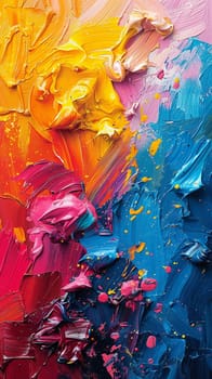 Artist's palette with vibrant paint splashes, illustrated in a lively abstract style that leaps off the canvas.